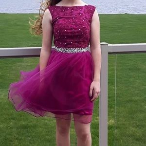 Gorgeous fuchsia sequinned prom dress size 6
